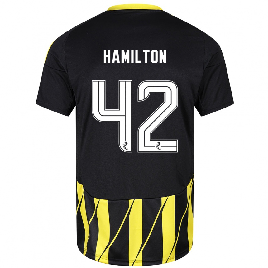 Kids Football Brendan Hamilton #42 Black Yellow Away Jersey 2024/25 T-Shirt Australia