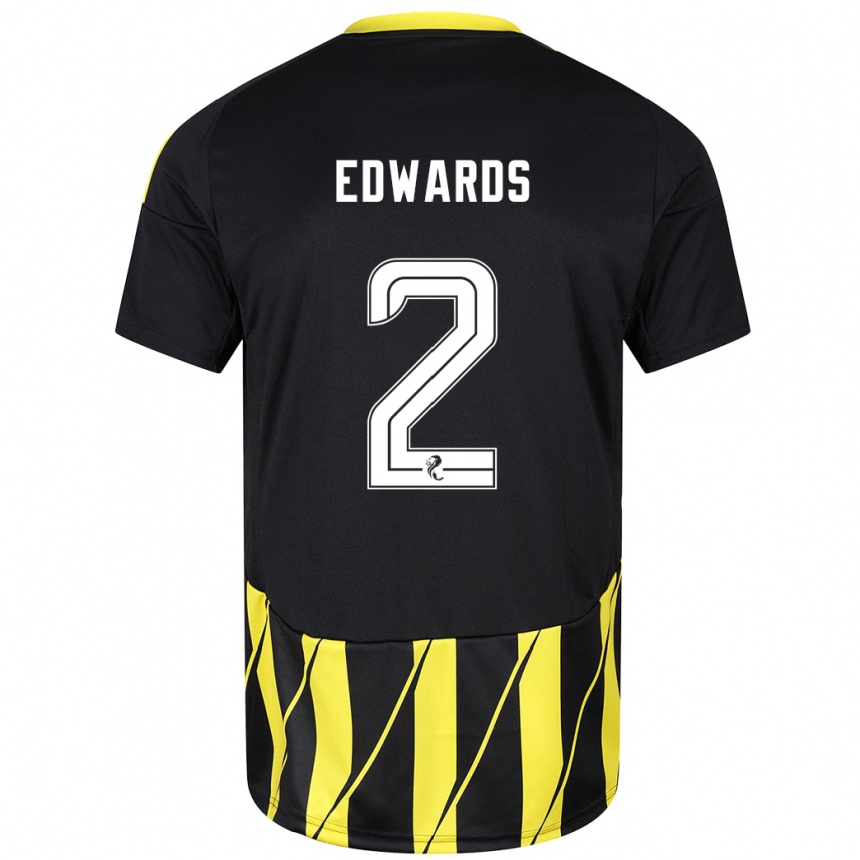 Kids Football Lois Edwards #2 Black Yellow Away Jersey 2024/25 T-Shirt Australia