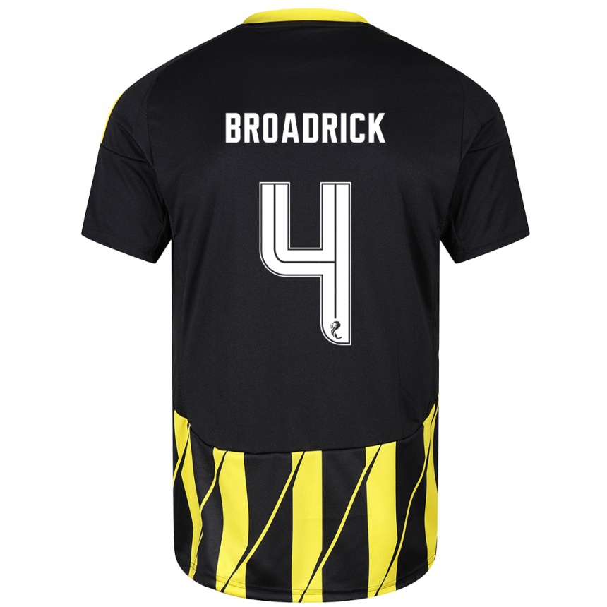 Kids Football Jessica Broadrick #4 Black Yellow Away Jersey 2024/25 T-Shirt Australia