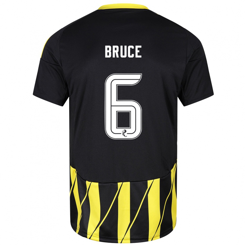 Kids Football Natasha Bruce #6 Black Yellow Away Jersey 2024/25 T-Shirt Australia