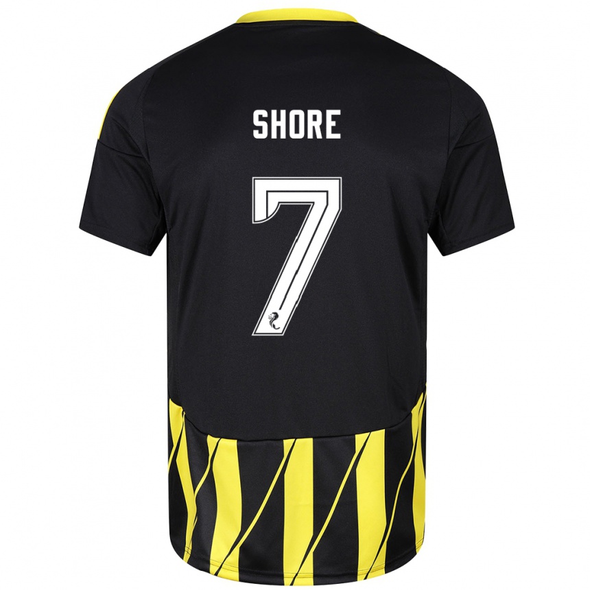 Kids Football Eilidh Shore #7 Black Yellow Away Jersey 2024/25 T-Shirt Australia