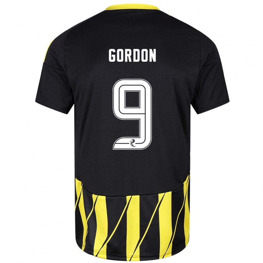 Kids Football Lauren Gordon #9 Black Yellow Away Jersey 2024/25 T-Shirt Australia