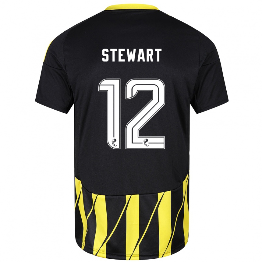 Kids Football Hannah Stewart #12 Black Yellow Away Jersey 2024/25 T-Shirt Australia