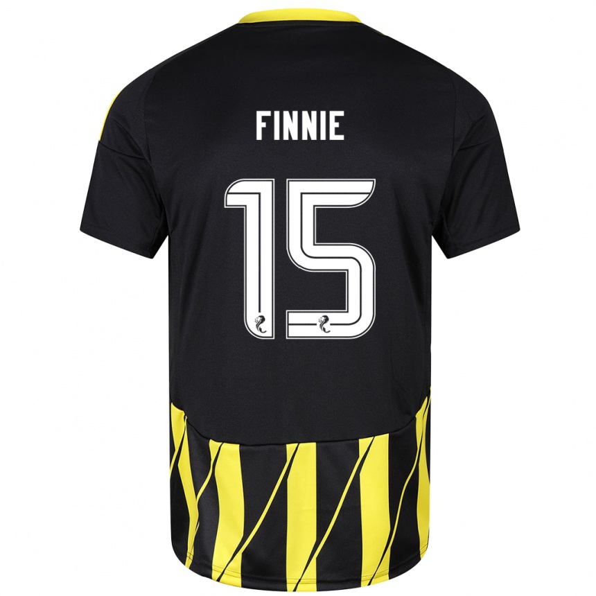 Kids Football Maddison Finnie #15 Black Yellow Away Jersey 2024/25 T-Shirt Australia