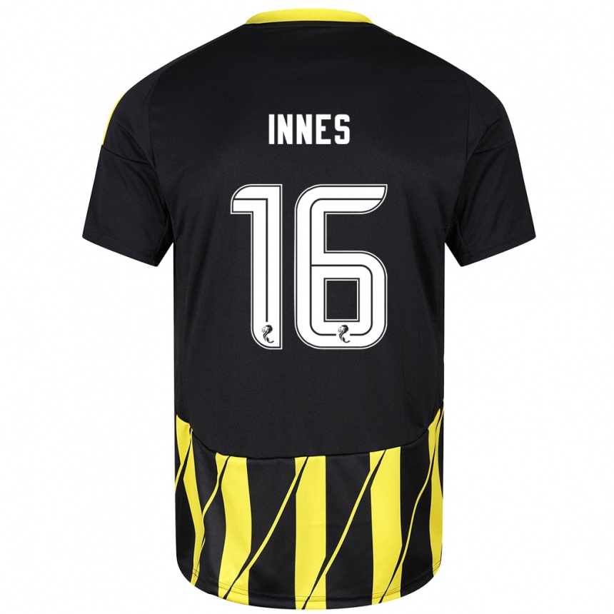 Kids Football Hannah Innes #16 Black Yellow Away Jersey 2024/25 T-Shirt Australia