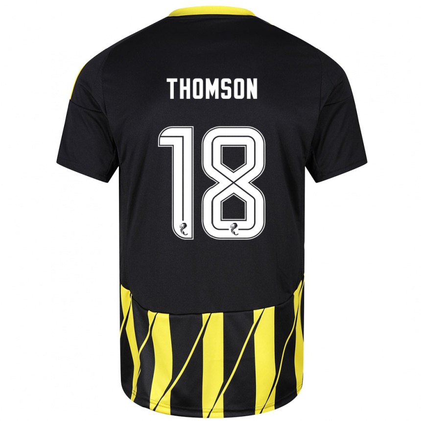 Kids Football Eva Thomson #18 Black Yellow Away Jersey 2024/25 T-Shirt Australia