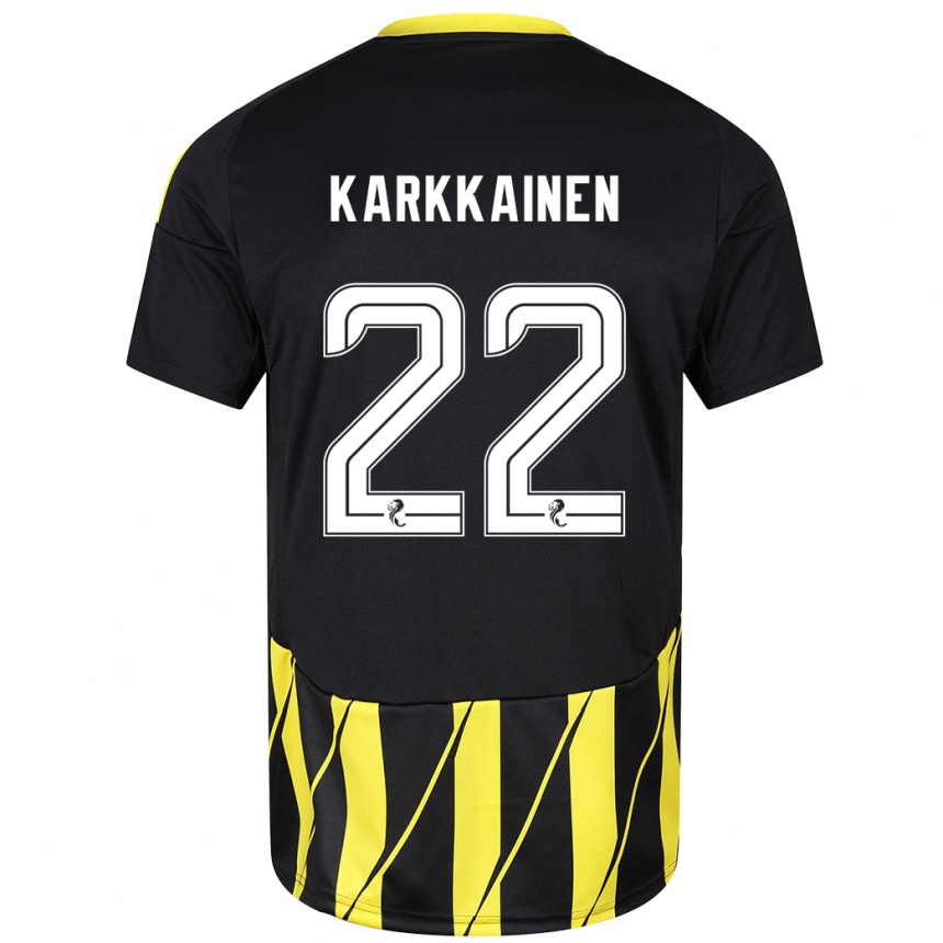 Kids Football Elena Kärkkäinen #22 Black Yellow Away Jersey 2024/25 T-Shirt Australia