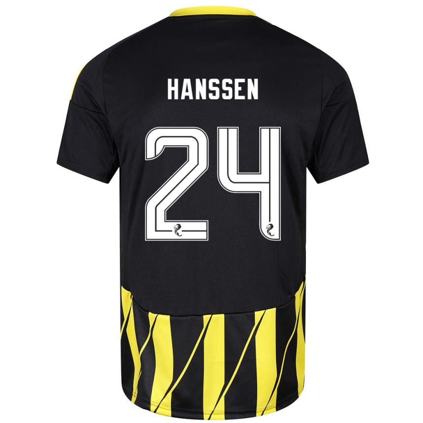 Kids Football Nadine Hanssen #24 Black Yellow Away Jersey 2024/25 T-Shirt Australia