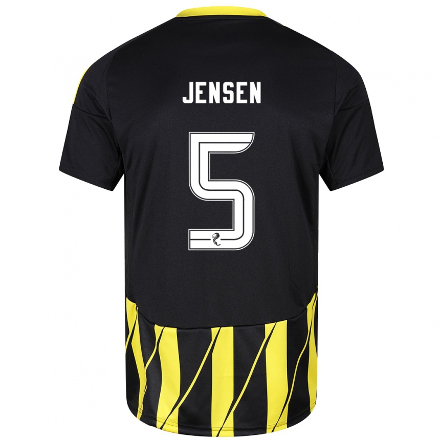 Kids Football Richard Jensen #5 Black Yellow Away Jersey 2024/25 T-Shirt Australia