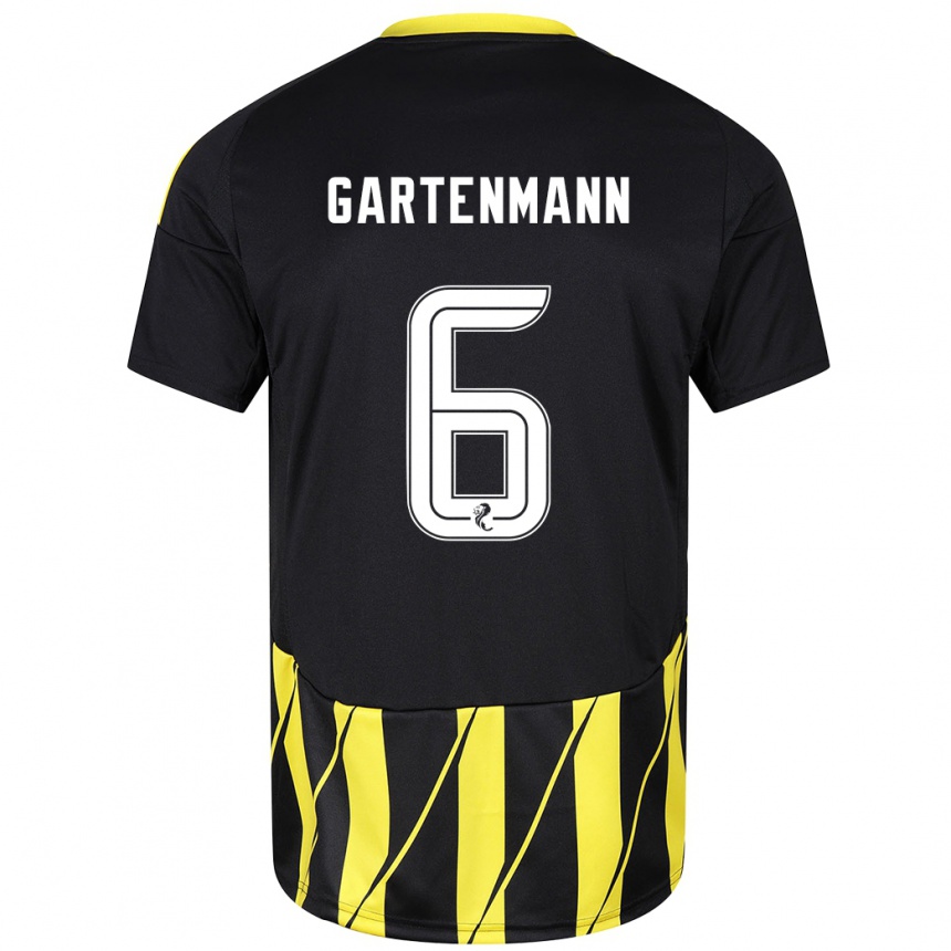 Kids Football Stefan Gartenmann #6 Black Yellow Away Jersey 2024/25 T-Shirt Australia