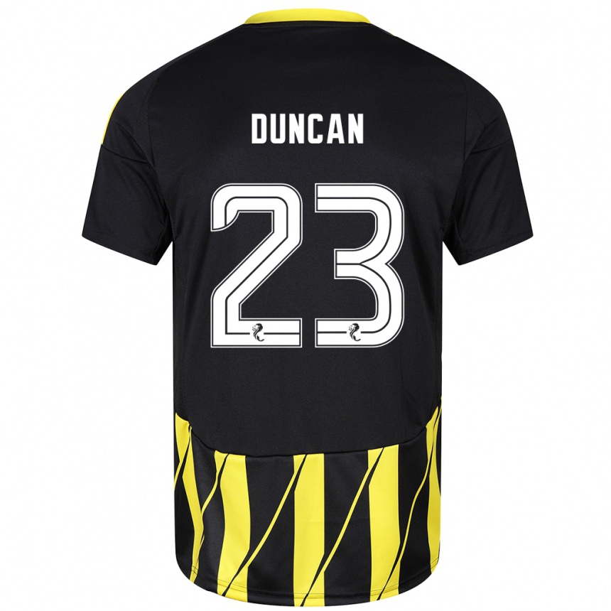 Kids Football Ryan Duncan #23 Black Yellow Away Jersey 2024/25 T-Shirt Australia