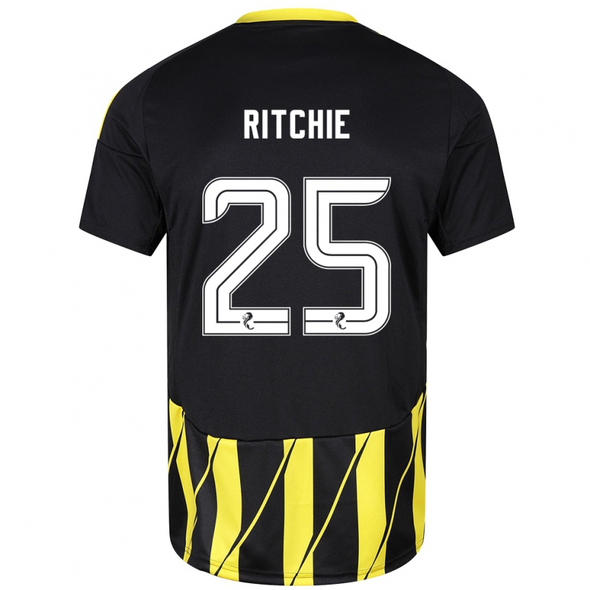 Kids Football Tom Ritchie #25 Black Yellow Away Jersey 2024/25 T-Shirt Australia