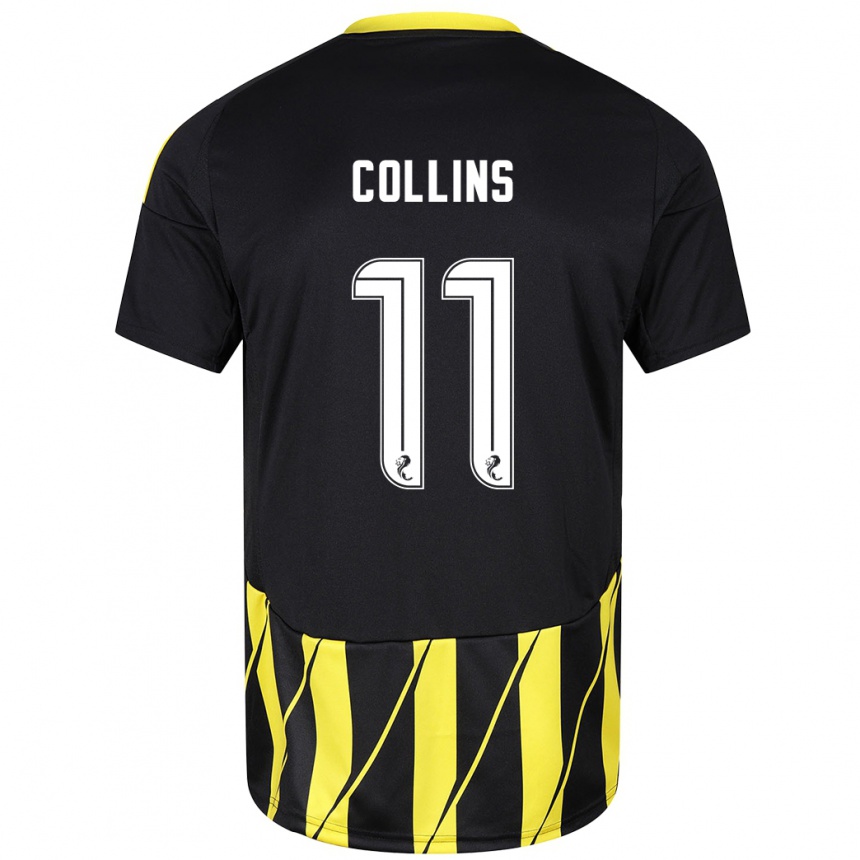 Kids Football Bailley Collins #11 Black Yellow Away Jersey 2024/25 T-Shirt Australia