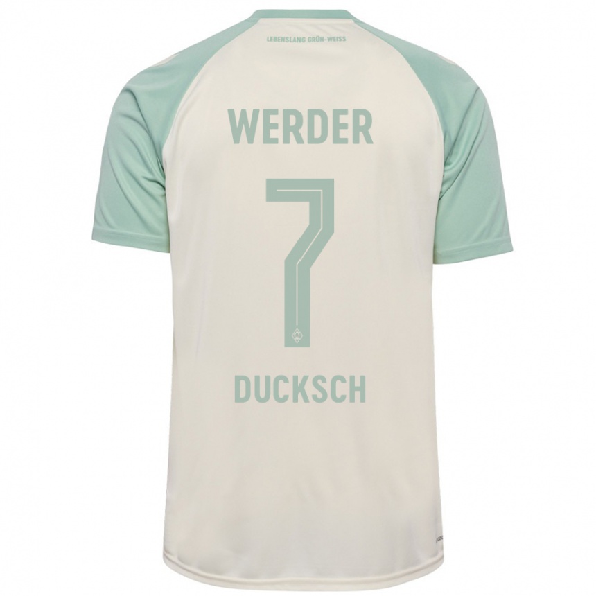 Kids Football Marvin Ducksch #7 Off-White Light Green Away Jersey 2024/25 T-Shirt Australia