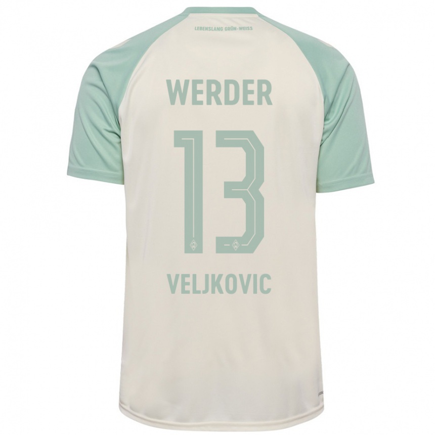 Kids Football Milos Veljkovic #13 Off-White Light Green Away Jersey 2024/25 T-Shirt Australia