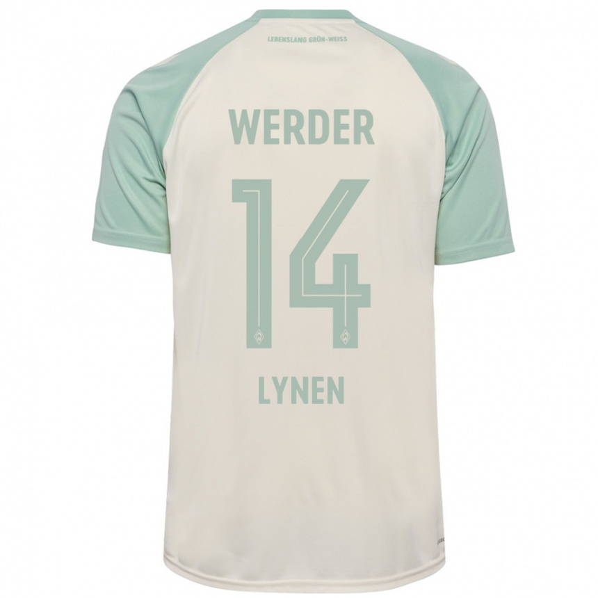 Kids Football Senne Lynen #14 Off-White Light Green Away Jersey 2024/25 T-Shirt Australia