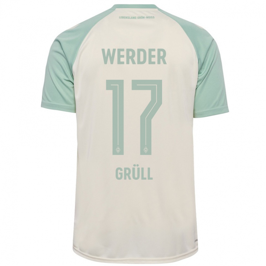 Kids Football Marco Grüll #17 Off-White Light Green Away Jersey 2024/25 T-Shirt Australia