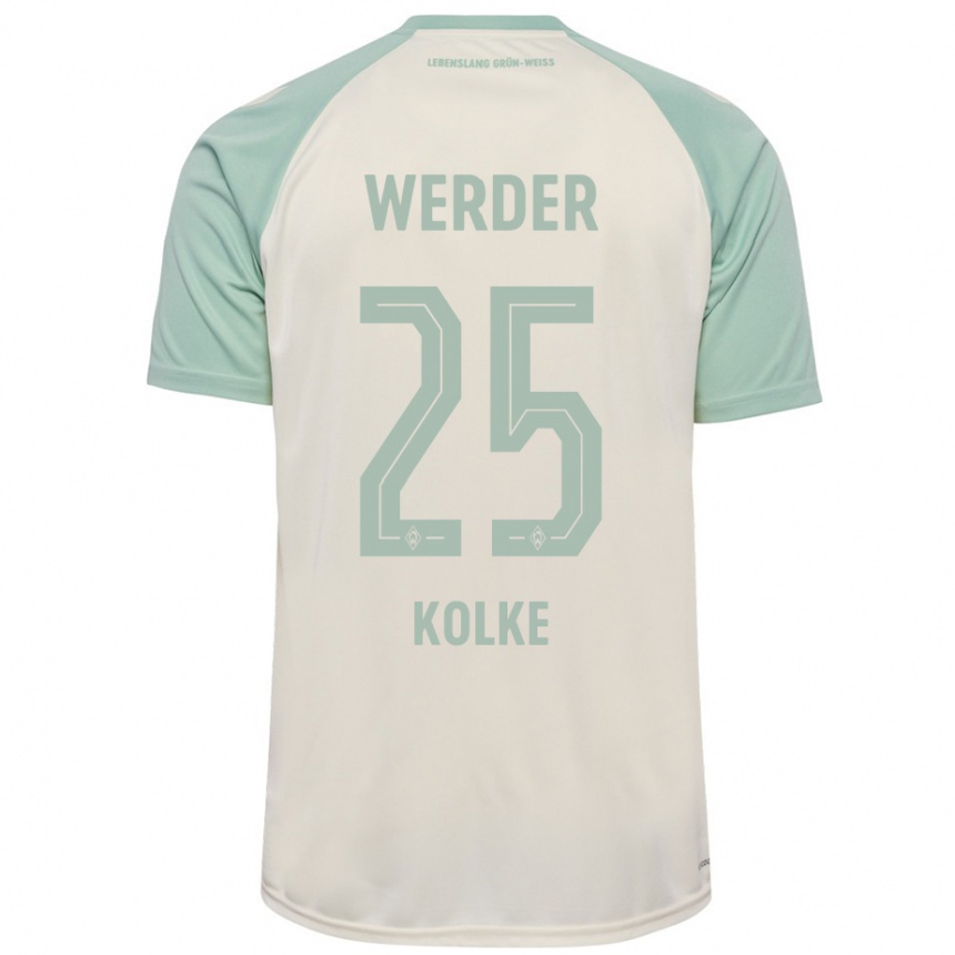 Kids Football Markus Kolke #25 Off-White Light Green Away Jersey 2024/25 T-Shirt Australia