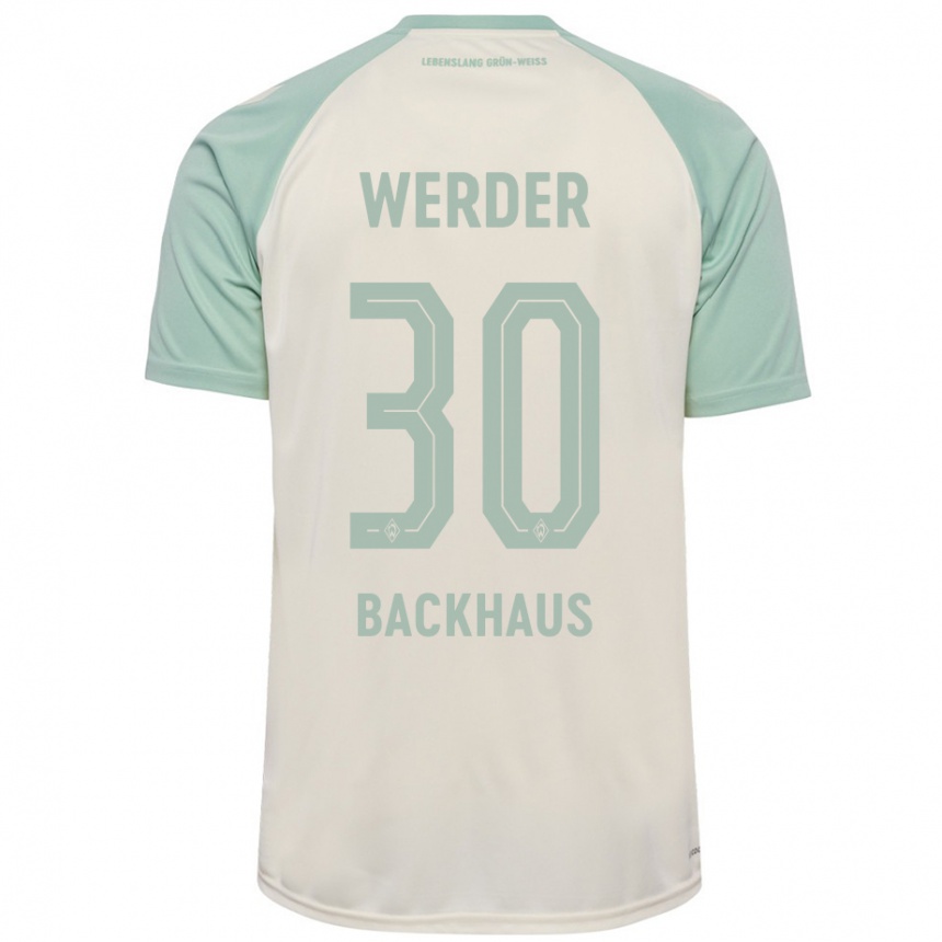 Kids Football Mio Backhaus #30 Off-White Light Green Away Jersey 2024/25 T-Shirt Australia