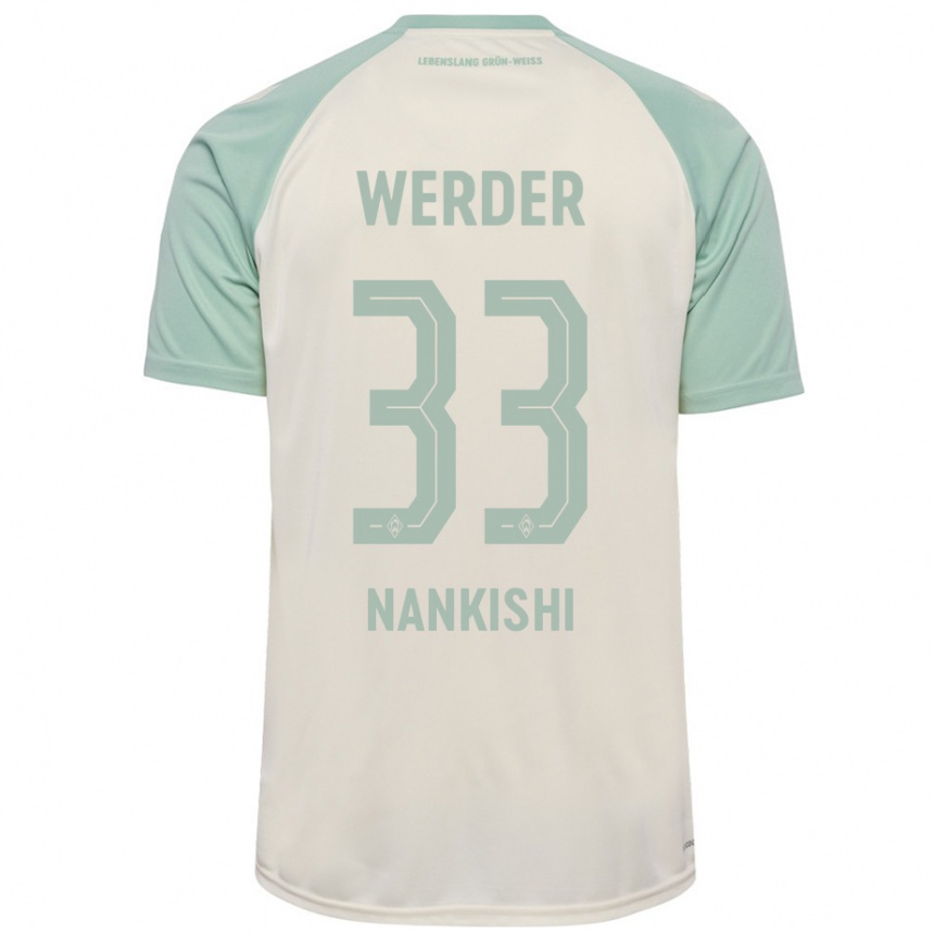 Kids Football Abdenego Nankishi #33 Off-White Light Green Away Jersey 2024/25 T-Shirt Australia