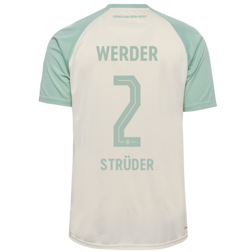 Kids Football Mika Strüder #2 Off-White Light Green Away Jersey 2024/25 T-Shirt Australia