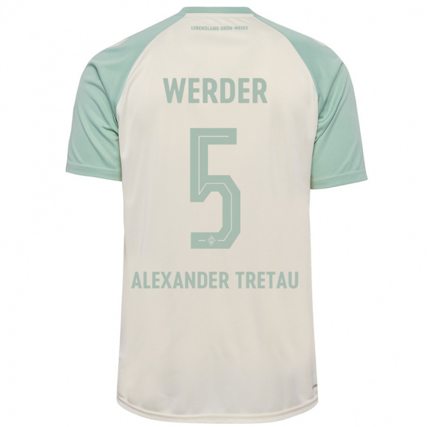 Kids Football Hans Alexander Tretau #5 Off-White Light Green Away Jersey 2024/25 T-Shirt Australia