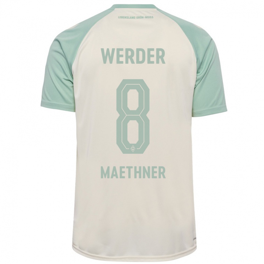 Kids Football Finn Maethner #8 Off-White Light Green Away Jersey 2024/25 T-Shirt Australia