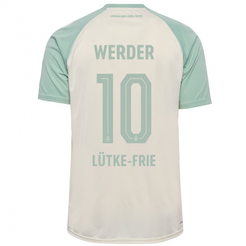 Kids Football Dennis Lütke-Frie #10 Off-White Light Green Away Jersey 2024/25 T-Shirt Australia