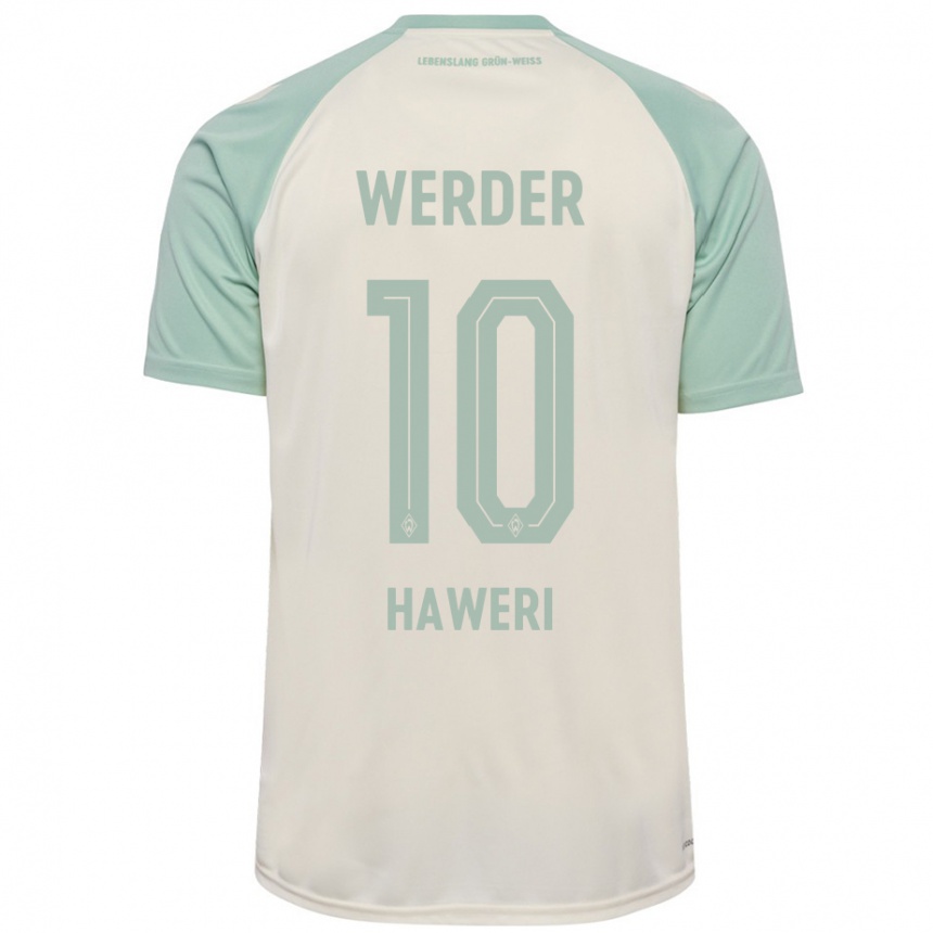 Kids Football Adrian Haweri #10 Off-White Light Green Away Jersey 2024/25 T-Shirt Australia