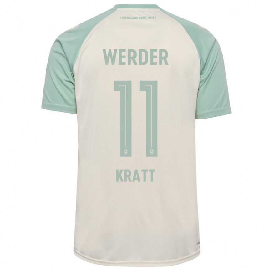 Kids Football Ronan Kratt #11 Off-White Light Green Away Jersey 2024/25 T-Shirt Australia