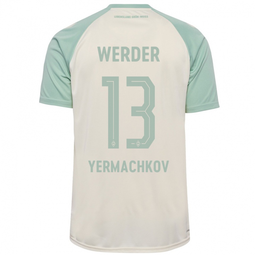 Kids Football Ivan Yermachkov #13 Off-White Light Green Away Jersey 2024/25 T-Shirt Australia