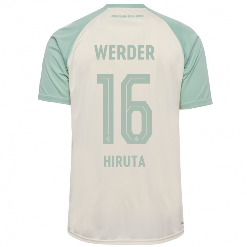 Kids Football Ikumi Hiruta #16 Off-White Light Green Away Jersey 2024/25 T-Shirt Australia