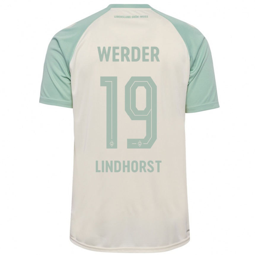 Kids Football Jerrit Lindhorst #19 Off-White Light Green Away Jersey 2024/25 T-Shirt Australia