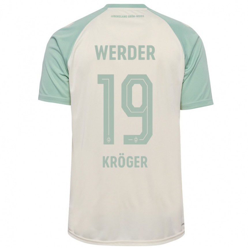 Kids Football Moritz Kröger #19 Off-White Light Green Away Jersey 2024/25 T-Shirt Australia