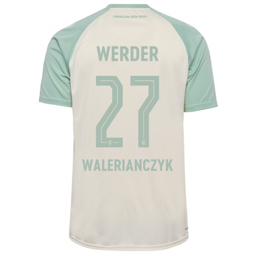 Kids Football Dennis Walerianczyk #27 Off-White Light Green Away Jersey 2024/25 T-Shirt Australia