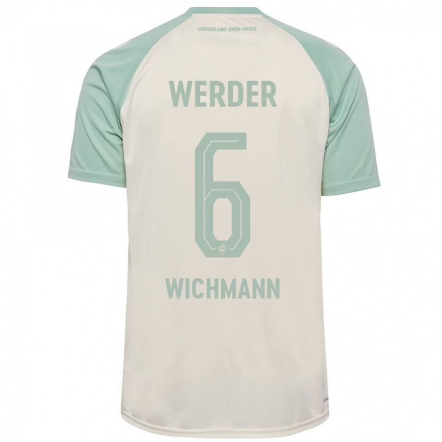 Kids Football Reena Wichmann #6 Off-White Light Green Away Jersey 2024/25 T-Shirt Australia