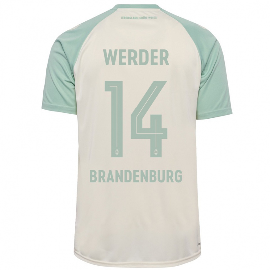 Kids Football Michaela Brandenburg #14 Off-White Light Green Away Jersey 2024/25 T-Shirt Australia