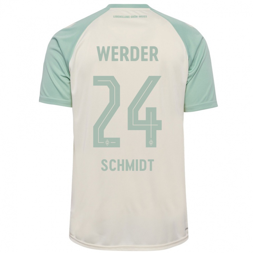 Kids Football Lara Schmidt #24 Off-White Light Green Away Jersey 2024/25 T-Shirt Australia