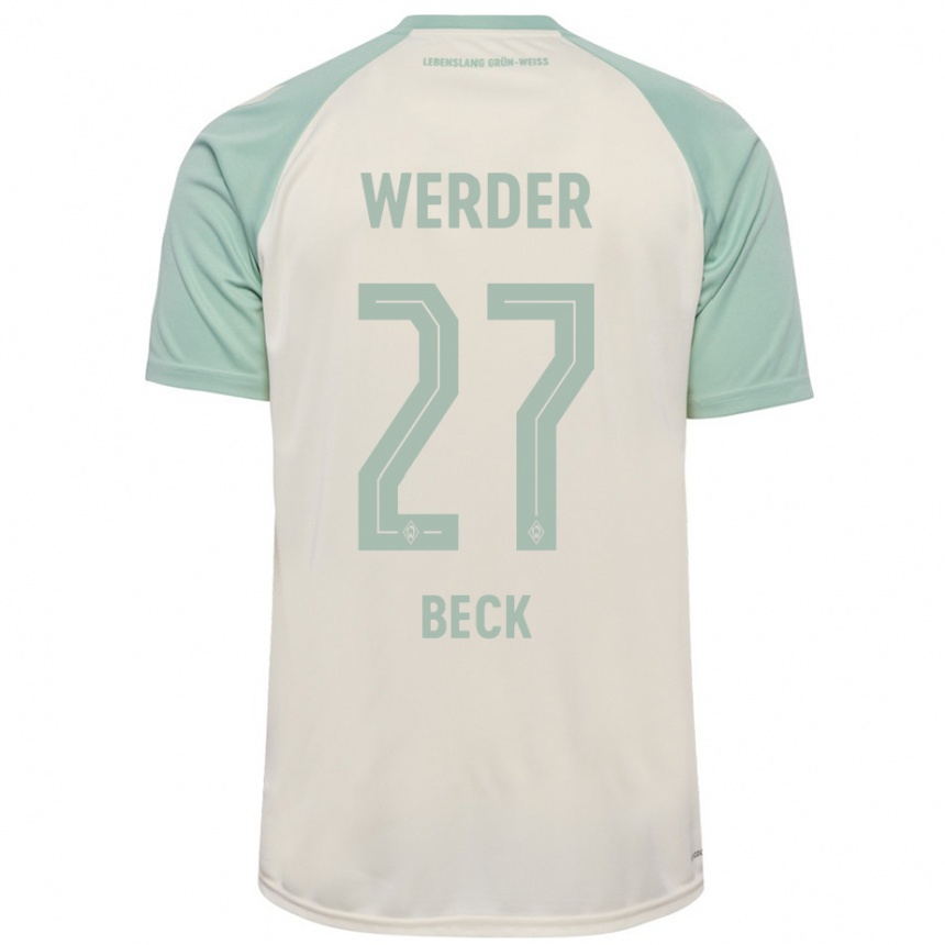 Kids Football Sharon Beck #27 Off-White Light Green Away Jersey 2024/25 T-Shirt Australia