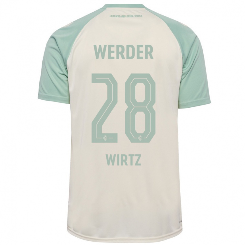 Kids Football Juliane Wirtz #28 Off-White Light Green Away Jersey 2024/25 T-Shirt Australia