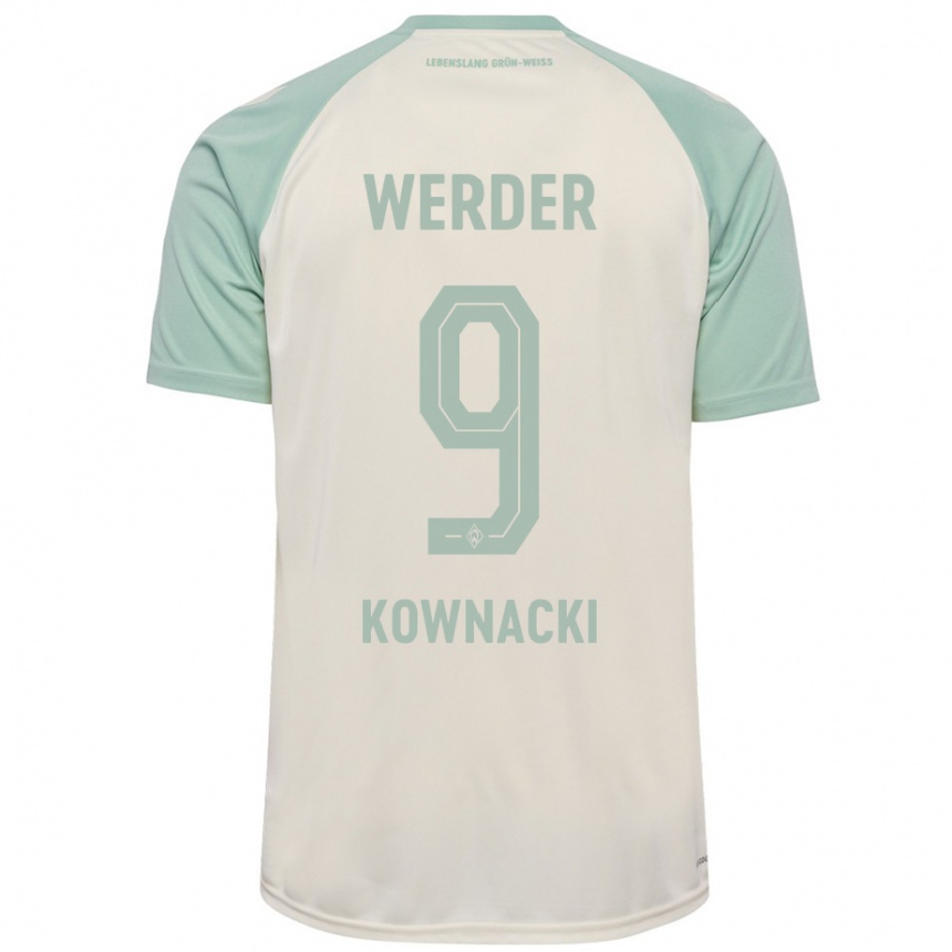 Kids Football Dawid Kownacki #9 Off-White Light Green Away Jersey 2024/25 T-Shirt Australia