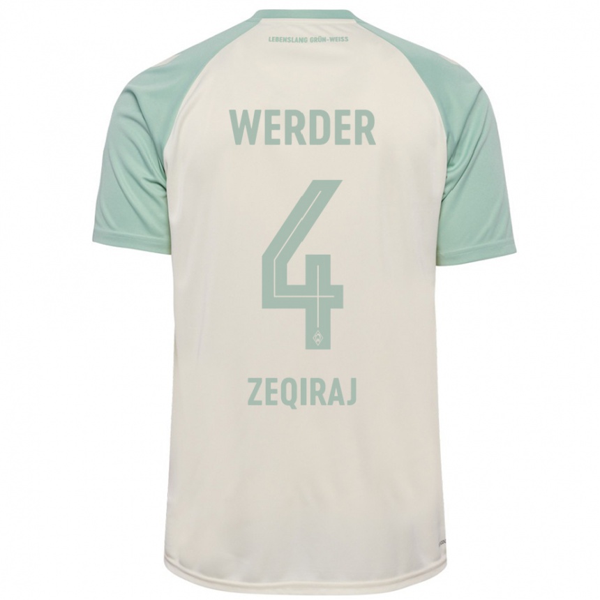 Kids Football Leon Zeqiraj #4 Off-White Light Green Away Jersey 2024/25 T-Shirt Australia