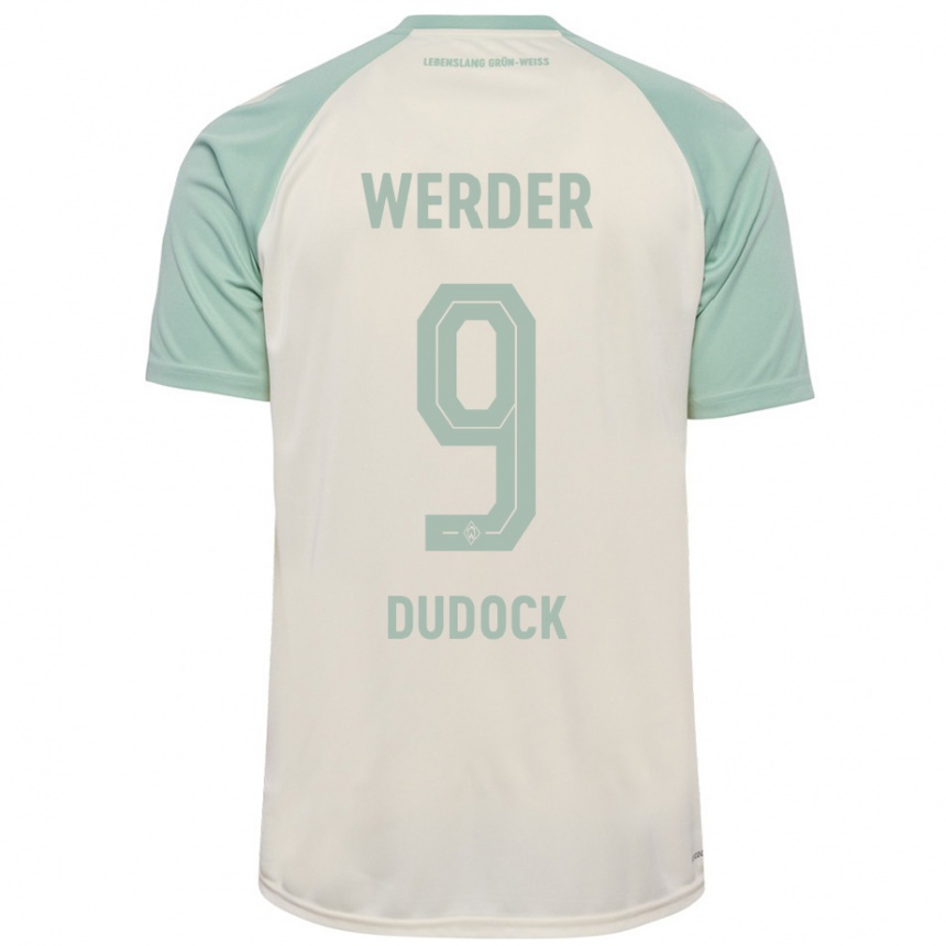 Kids Football Joshua Dudock #9 Off-White Light Green Away Jersey 2024/25 T-Shirt Australia