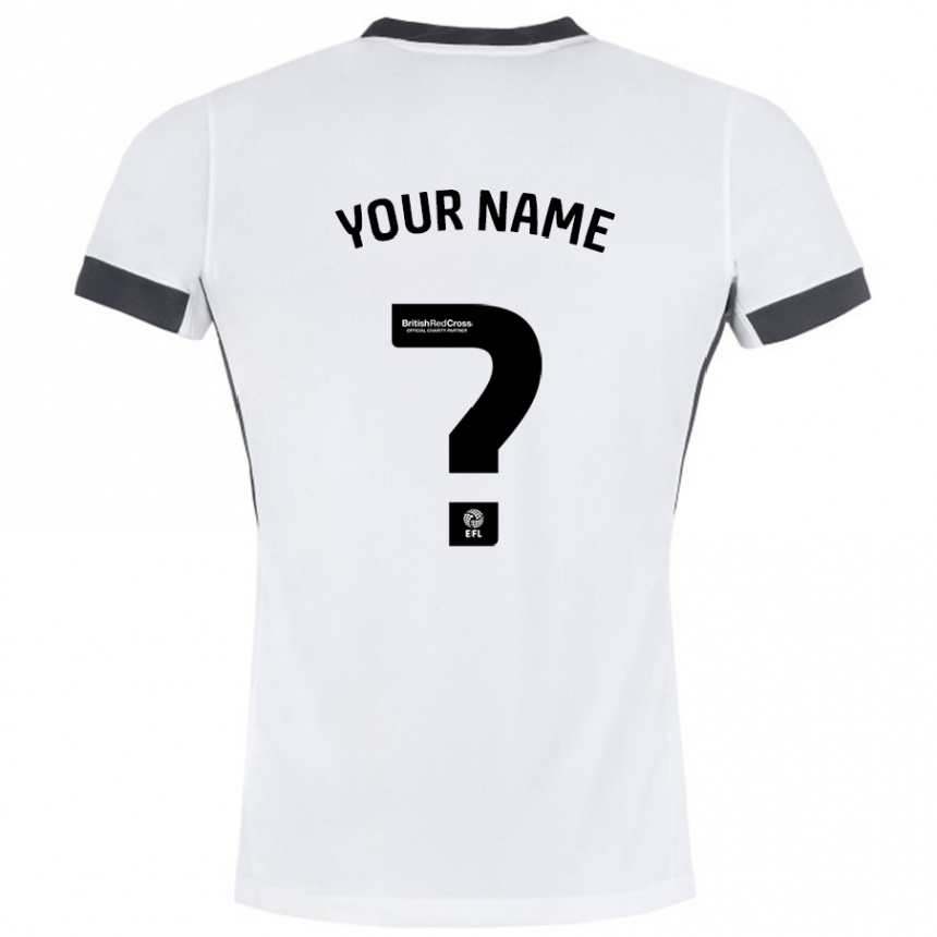 Kids Football Your Name #0 White Black Away Jersey 2024/25 T-Shirt Australia