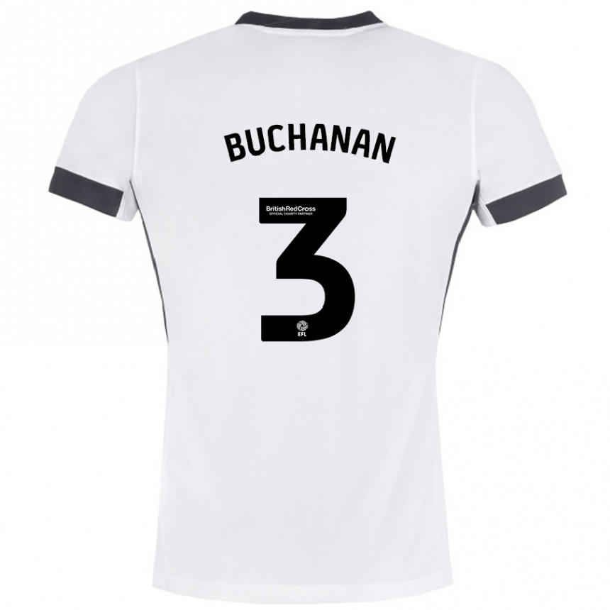 Kids Football Lee Buchanan #3 White Black Away Jersey 2024/25 T-Shirt Australia