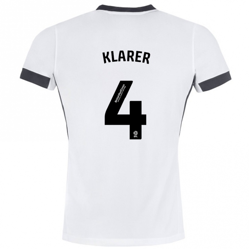 Kids Football Christoph Klarer #4 White Black Away Jersey 2024/25 T-Shirt Australia