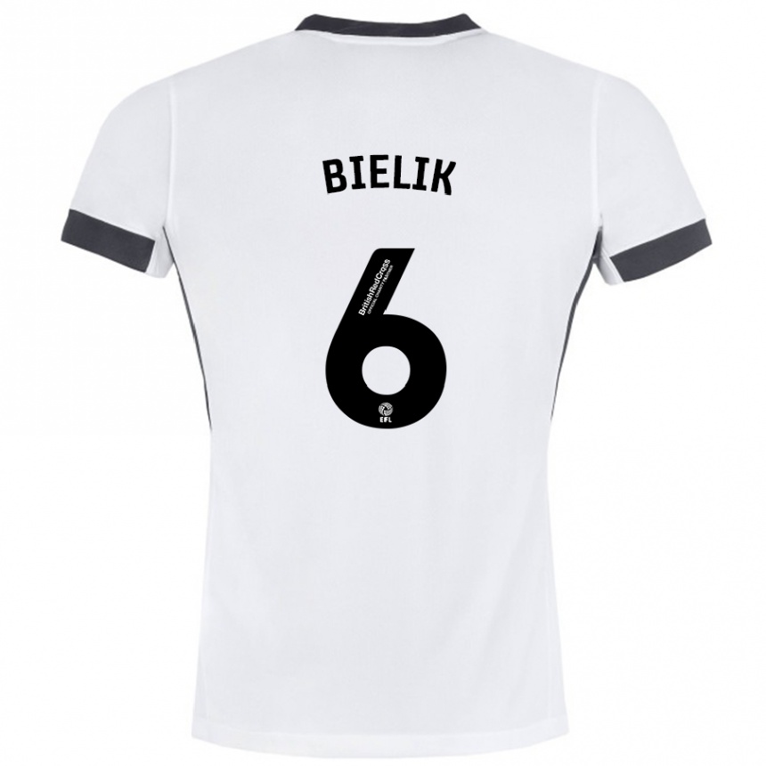 Kids Football Krystian Bielik #6 White Black Away Jersey 2024/25 T-Shirt Australia