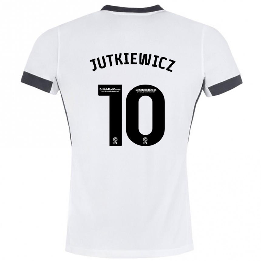 Kids Football Lukas Jutkiewicz #10 White Black Away Jersey 2024/25 T-Shirt Australia