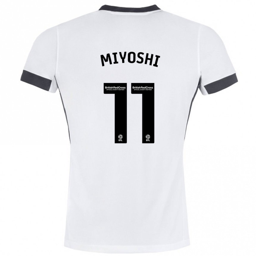 Kids Football Koji Miyoshi #11 White Black Away Jersey 2024/25 T-Shirt Australia