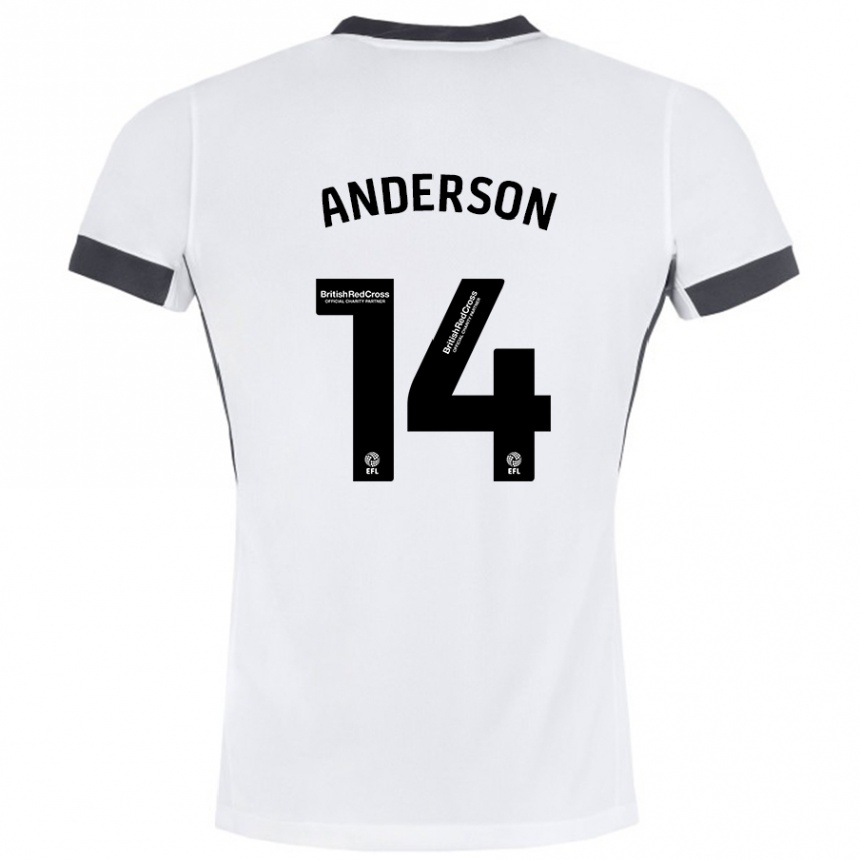 Kids Football Keshi Anderson #14 White Black Away Jersey 2024/25 T-Shirt Australia